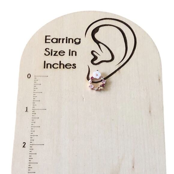 Ramla Rose Gold Crystal Pearl Flower Stud Earrings Dainty Butterfly Design NWOT - Picture 8 of 12